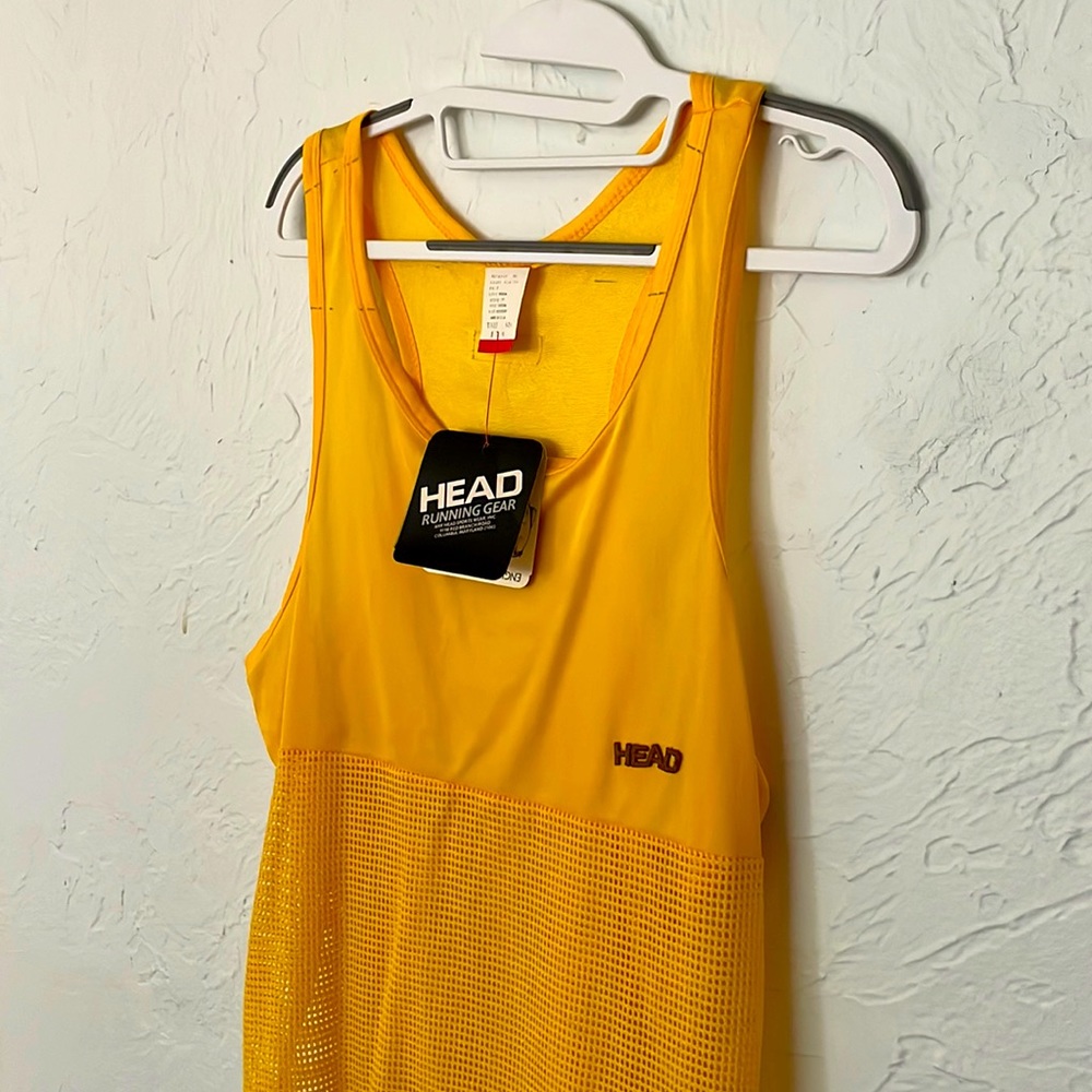 Vintage 90s head yellow, mesh mix running tank top size medium